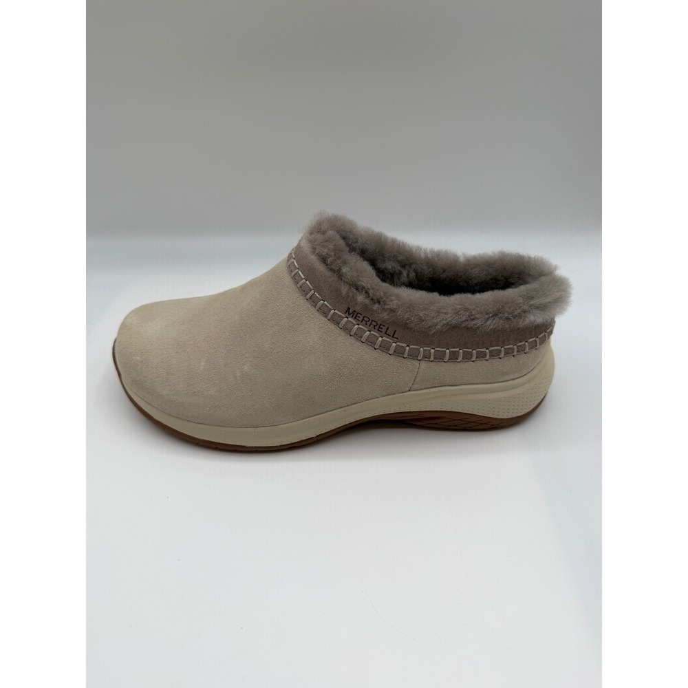 Merrell Encore Ice 4 Clogs Womens Beige Suede Faux Fur J006012 Size 5.5
